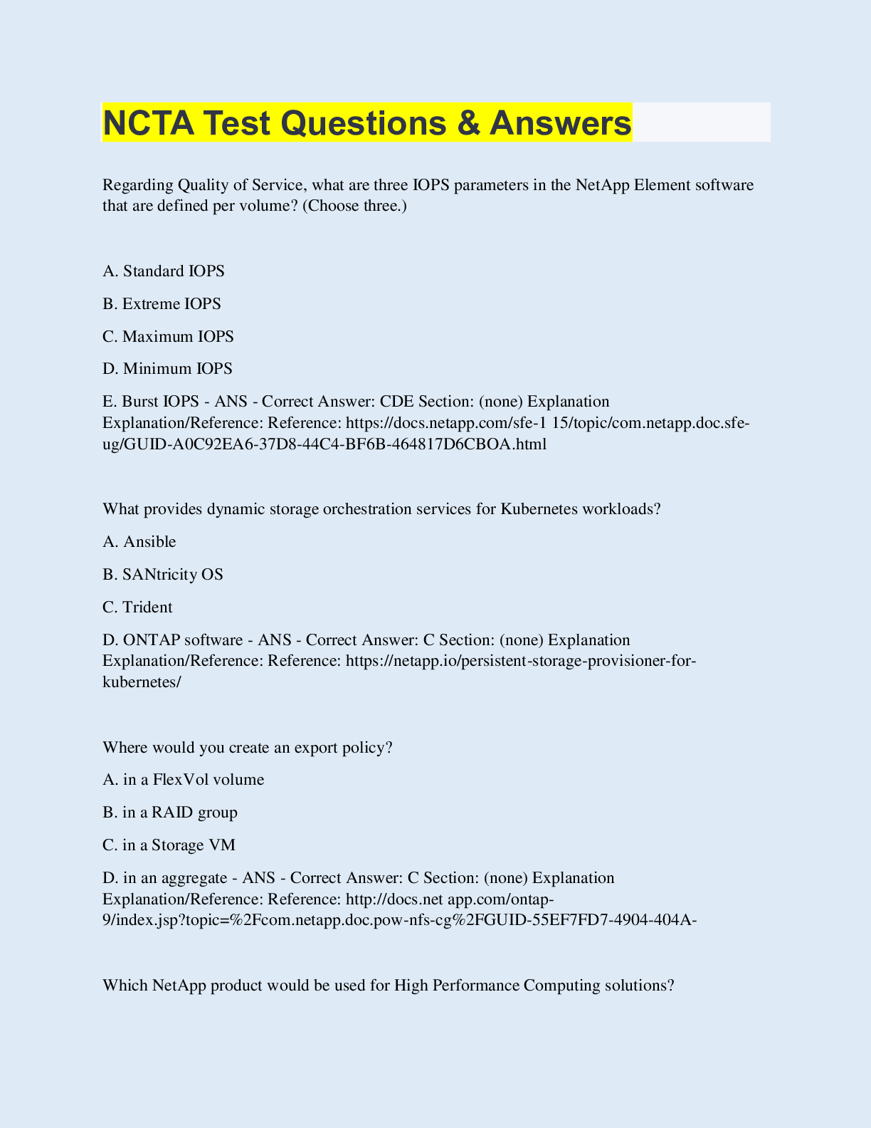 Preview image for NCTA Test Questions & Answers | 60 Questions with 100% Correct Answers | Updated & Verified